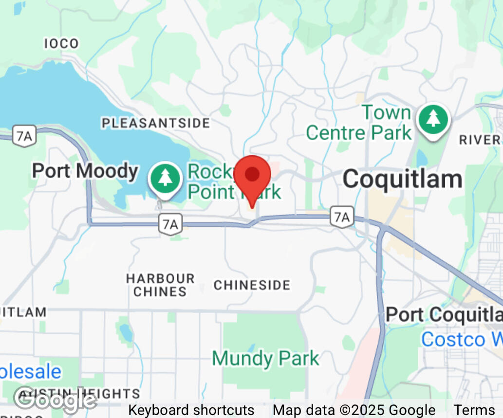 Glenn McGarroch RMT Location in Port Moody Map showing the location of Glenn McGarroch, Registered Massage Therapist in Port Moody, near 130 Brew St #201.